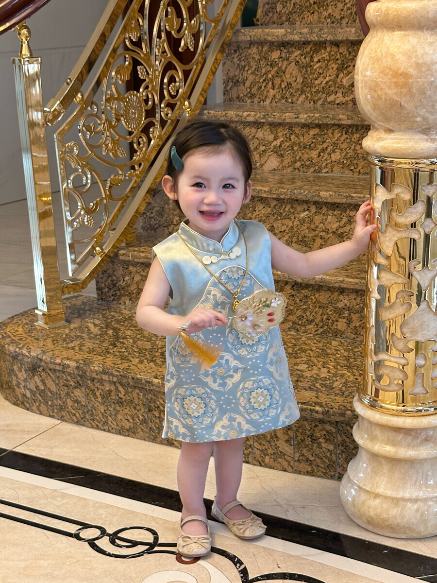 FADOBABY Children's Summer Qipao Dress Girls' Modified Chinese Style Fashion Dress Baby First Birthday Dress Summer Wear 17